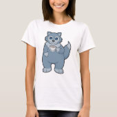 Wolf met beker koffie t-shirt (Voorkant)