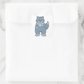 Wolf met beker koffie vierkante sticker (Tas)