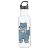 Wolf met beker koffie waterfles  (Voorkant)