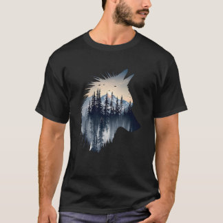 Wolf met bergbos en wildlife scene outdo t-shirt