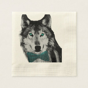 Wolf met blauwe ogen en een boog Stropdas Servetten
