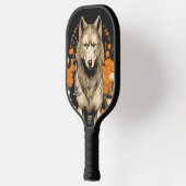 Wolf met bloemen Gepersonaliseerde Pickleball Padd Pickleball Paddle (Links)