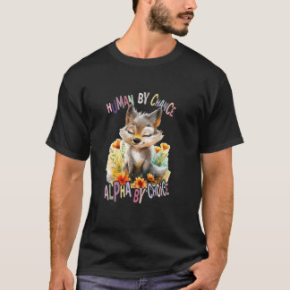 Wolf met bloemen Schattige wolven Dier Maan Alpha T-shirt
