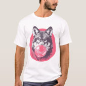 Wolf met bril en bubbelgom t-shirt (Voorkant)