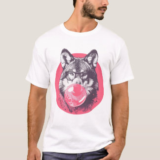 Wolf met bril en bubbelgom t-shirt