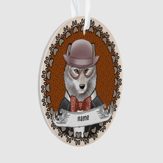 Wolf met bril ornament (voorkant)