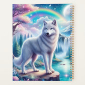 Wolf met een regenboog en waterval planner (Achterkant)
