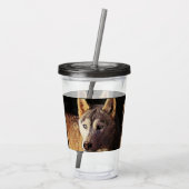 wolf met een slimme mix acryl drinkbeker (Achterkant)