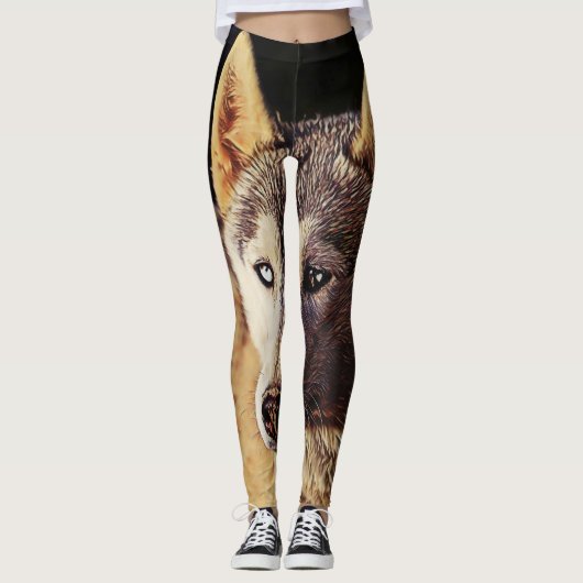 wolf met een slimme mix leggings (Voorkant)