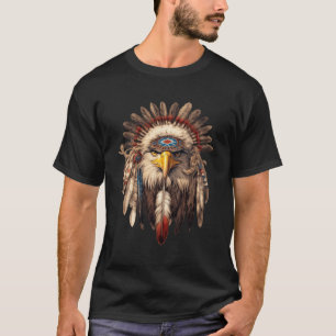 Wolf met esoterische Indiase sieraden arend motief T-shirt