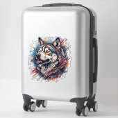 Wolf met geometrische elementen en levendige kleur sticker (Koffer)
