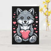 Wolf met Hart Valentijnsdag Schattige Wolven Val Kaart (Gele Bloem)