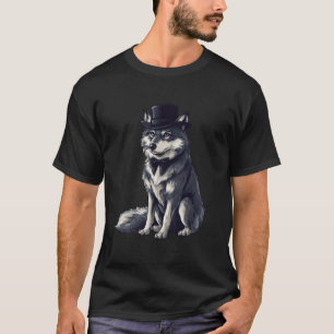 Wolf met hoed en vlinderdas t-shirt