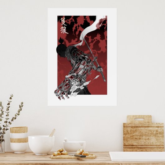 Wolf met katana sekiro poster (Keuken)
