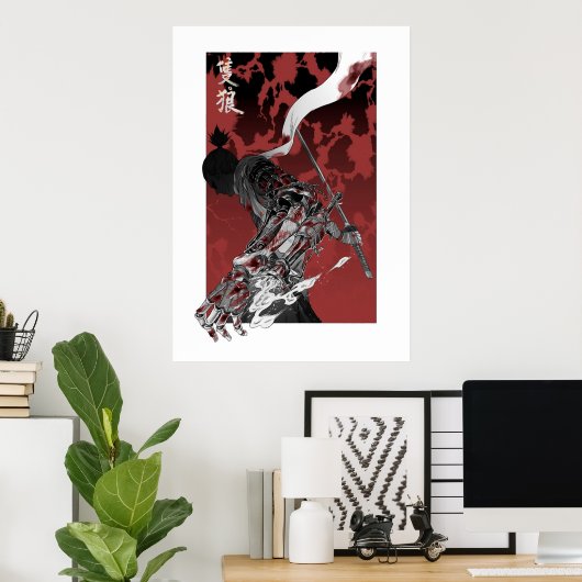 Wolf met katana sekiro poster (Thuiskantoor)