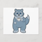 Wolf met kopje koffie briefkaart (Voorkant)