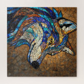 Wolf met levendige kleurrijke glasstukken legpuzzel (Horizontaal)