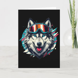 Wolf met skibril Wolf Skiën Geliefden Kaart