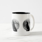 Wolf met volle maan design-koffie mok. tweekleurige koffiemok (Voorkant rechts)