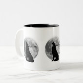Wolf met volle maan design-koffie mok. tweekleurige koffiemok (Voorkant links)