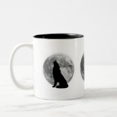 Wolf met volle maan design-koffie mok. tweekleurige koffiemok (Links)