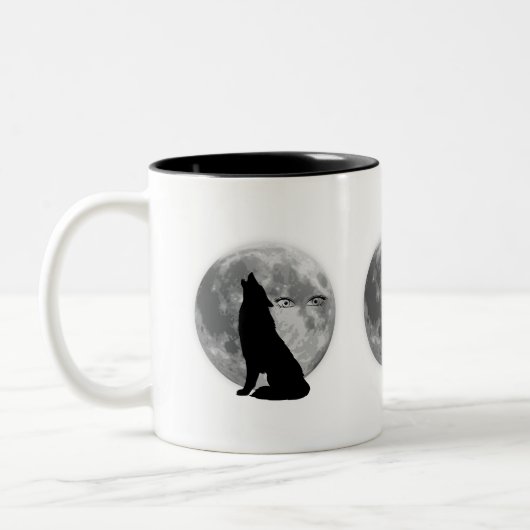 Wolf met volle maan design-koffie mok. tweekleurige koffiemok (Links)
