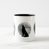 Wolf met volle maan design-koffie mok. tweekleurige koffiemok (Center)
