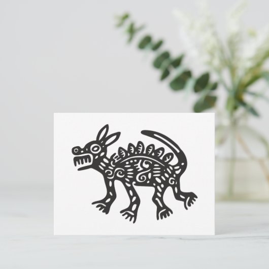 Wolf, Mexicaanse hiërogliefen (Maya) Briefkaart (Staand voorkant)