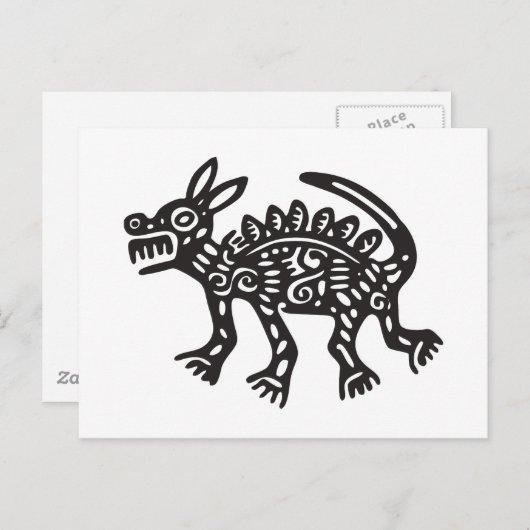 Wolf, Mexicaanse hiërogliefen (Maya) Briefkaart (Voorkant / Achterkant)