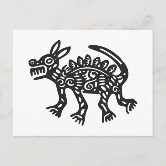 Wolf, Mexicaanse hiërogliefen (Maya) Briefkaart (Voorkant)