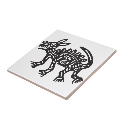 Wolf, Mexicaanse hiërogliefen (Maya) Tegeltje (Zijkant)