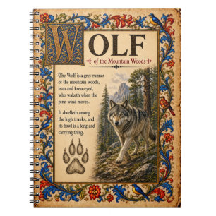 Wolf, middeleeuwse bestiariumkunst notitieboek