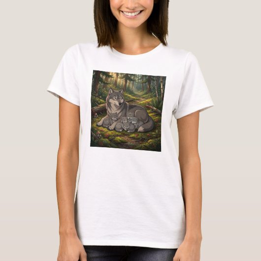 Wolf Moeder En Jongen T-shirt (Voorkant)