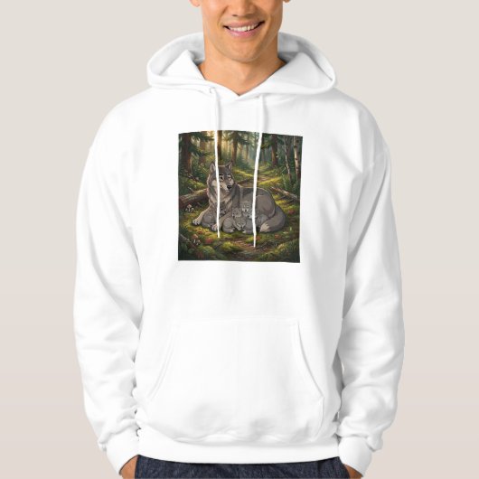 Wolf Moeder En Welpen Hoodie (Voorkant)
