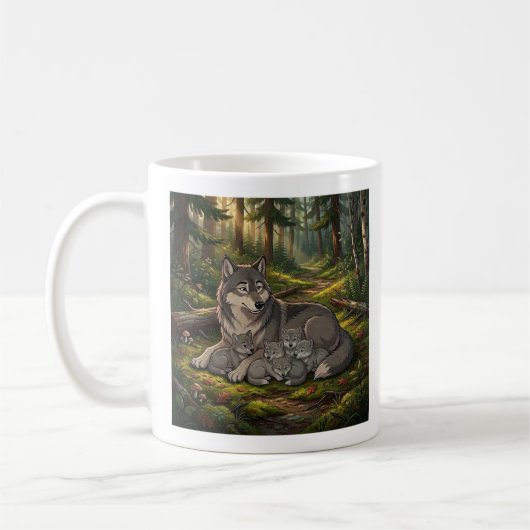 Wolf Moeder En Welpen Koffiemok (Links)