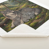 Wolf Moeder En Welpen Sherpa Deken (3/4)