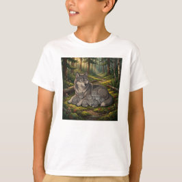 Wolf Moeder En Welpen T-shirt