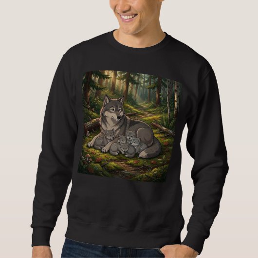 Wolf Moeder En Welpen Trui (Voorkant)