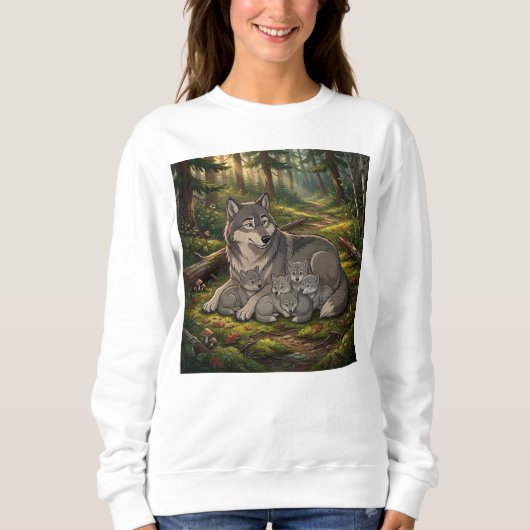 Wolf Moeder En Welpen Trui (Voorkant)