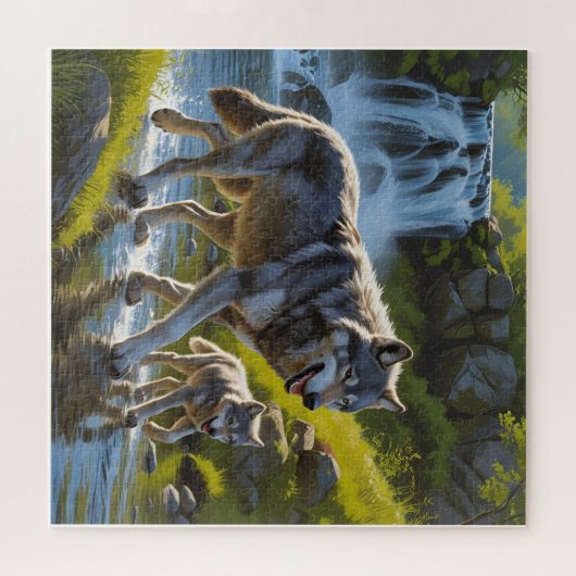 Wolf Mom and Pup Legpuzzel (Horizontaal)