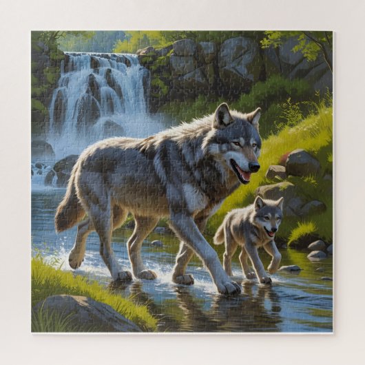 Wolf Mom and Pup Legpuzzel (Verticaal)