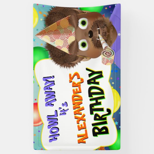 Wolf Monster Birthday Party Banner (Verticaal)