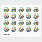 Wolf Monster Birthday Party Classic Round Sticker (Vel)