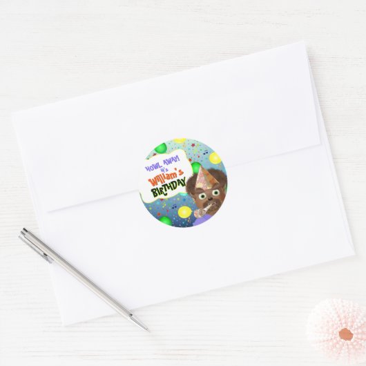 Wolf Monster Birthday Party Classic Round Sticker (Envelop)