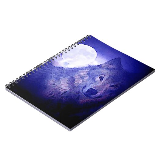 Wolf, Moon & Blue Night Notitieboek (Linkerzijde)