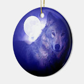 Wolf, Moon & Blue Night Ornament (Links)