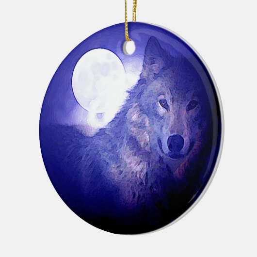 Wolf, Moon & Blue Night Ornament (Links)