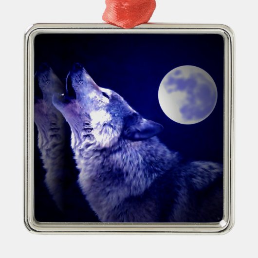 Wolf, Moon & Blue Night Ornamenten (Voorkant)