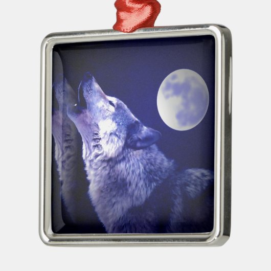 Wolf, Moon & Blue Night Ornamenten (Links)