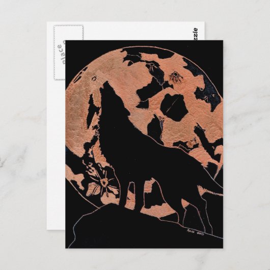 Wolf Moon Briefkaart (Voorkant / Achterkant)